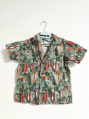 RJC Made in Hawaii Boys Aloha Shirt - Surfboard & Palm Print - Size 6
